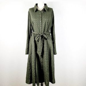 Roolee Button-Front Belted Midi Shirtdress NEW